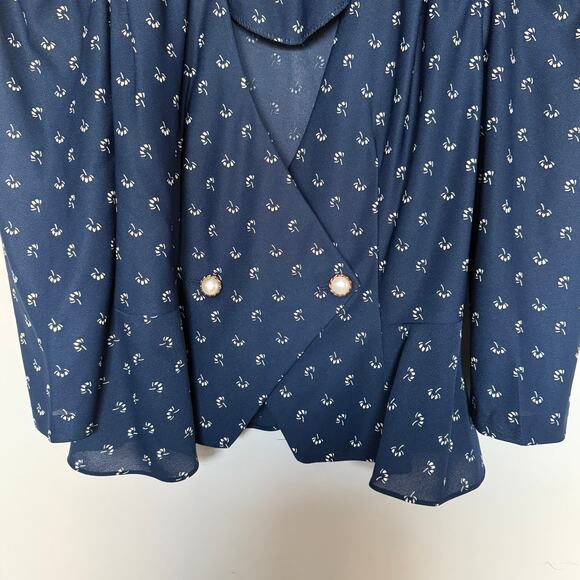 Just Ducky Womens Top 12 Blue Made in USA Shoulder Pads Secretary Teacher Office - Picture 3 of 6